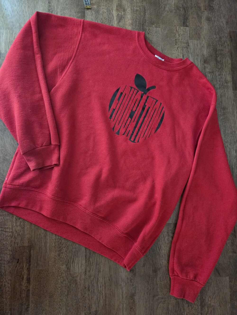 JERZEES Red Apple Education Abstract Graphic Crew Sweatshirt